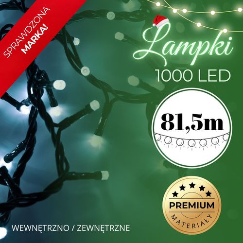 Lampki choinkowe 1000 Led biały zimny 81,5 m oświetlenie świąteczne IP44 na Arena.pl