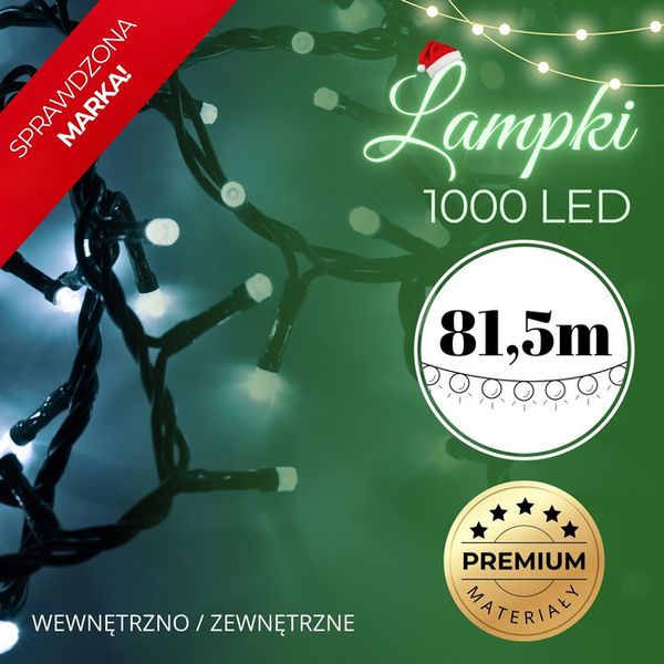 Lampki choinkowe 1000 Led biały zimny 81,5 m oświetlenie świąteczne IP44 zdjęcie 2