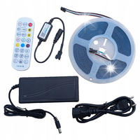 Taśma LED COB WS2811 RGB IC 576 led/m 5m + pilot + zasilacz 12V - Bluetooth