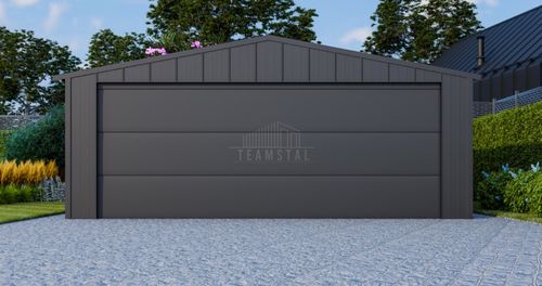 Garaż blaszany 6x5m brama segmentowa drzwi blacha na rąbek dach TS1089 na Arena.pl