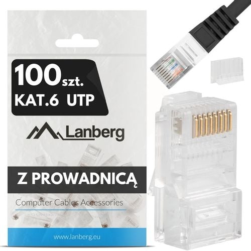 100X WTYK WTYKI KOŃCÓWKI WTYCZKA RJ45 8P8C UTP KAT.6 Z PROWADNICĄ LANBERG na Arena.pl