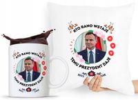 Zestaw Poduszka + Kubek Prezent Andrzej Duda Pis Z Nadrukiem Ze Zdjęciem