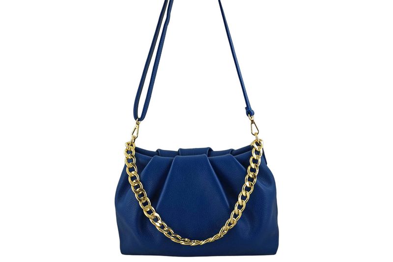 Marszczona torebka z łańcuszkiem - Chabrowa zdjęcie 4