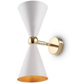 Ścienna lampa Vesper MOD108WL-02WG Maytoni stożkowa góra-dół biała złota