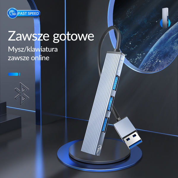 Orico Hub USB-A 5Gbps 3*USB-A, microSD, alu zdjęcie 6