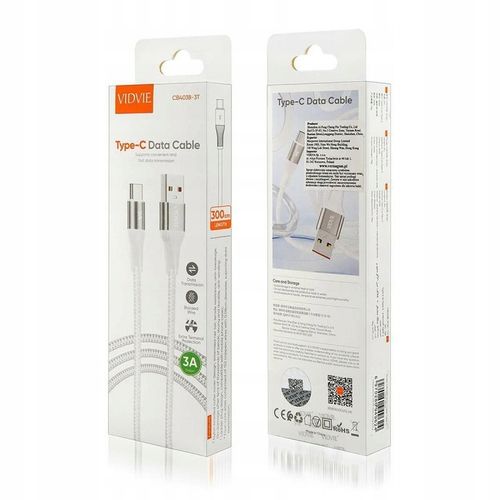 TYP-C KABEL USB-C 3 METROWY DŁUGI BIAŁY PRZEWÓD 3A na Arena.pl
