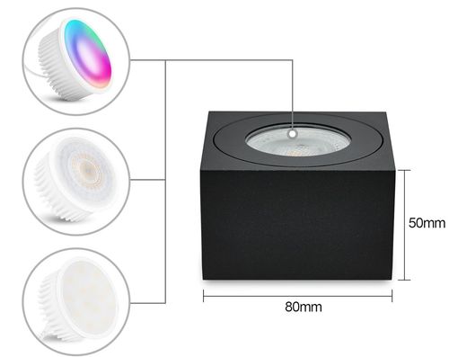 Reflektory sufitowe LED KYOTECH IP44 do łazienki Ø80x80x50 mm czarne 4 szt na Arena.pl