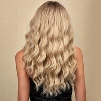 Peruka Blond Długa Włosy Fale Z Grzywką Naturalny