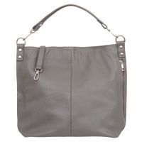 VERA PELLE torebka damska skórzana worek z paskiem V388 ciepła szara