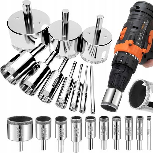 OTWORNICE DIAMENTOWE DO PŁYTEK GRESU SZKŁA KORONKA ZESTAW 10 szt na Arena.pl