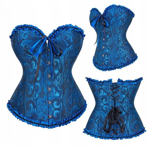 Zmysłowy gorset modelujący sznurowany falbanki stringi 60k na Arena.pl