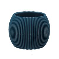Doniczka osłonka plastikowa z podstawką kulka CORAL 12 cm tworzywo mat turkusowy granatowy