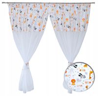 Firana dziecięca SAFARI zwierzęta STYL SKANDYNAWSKI delikatna 300x160