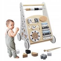 DREWNIANY CHODZIK PCHACZ MANIPULACYJNY 8w1 Jeździk SORTER STARS