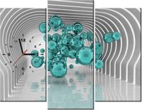 90CM 70 ZEGAR 3 ELEM KULE FUTURYSTYCZNYM POKOJU 3D TURKUS SCIENNY DRUK