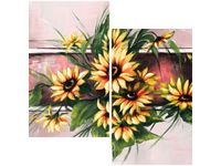 60X60CM SŁONECZNIKI KORALU DWU OBRAZ ŚCIAN