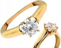 Wyjątkowy złoty pierścionek 585 zdobiony cyrkonią zaręczynowy r17 prezent