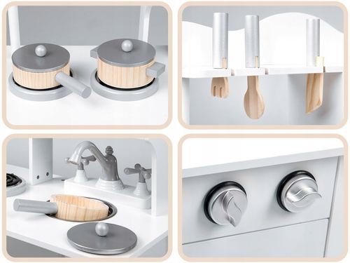 ZESTAW KUCHNIA DREWNIANA DLA DZIECI KUCHENKA RETRO DUŻA PALNIKI + ACKESORIA na Arena.pl