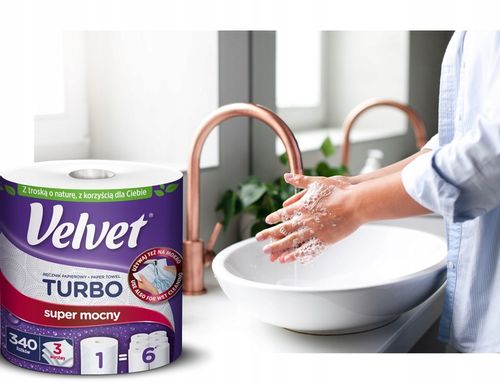 Velvet ręczniki papierowe TURBO 6 rolek 3 warstwowy 340 listków na Arena.pl