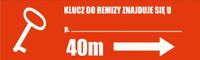 Tabliczka Klucz od remizy znajduję się u ... grawer piktogram 20x6 cm
