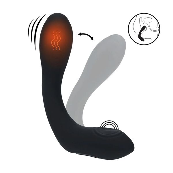 Vibrating Heating Bendable Tapping Silicone Prostate Stimulator - Black zdjęcie 2