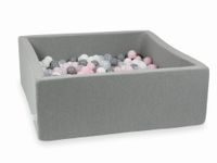 Suchy basen szary 110x110x40 z piłeczkami 600 sztuk (przezroczyste, białe, szare, jasnoróżowe)