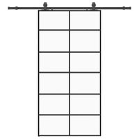 Drzwi przesuwne z zestawem okuć czarne 102x205 cm ESG szkło