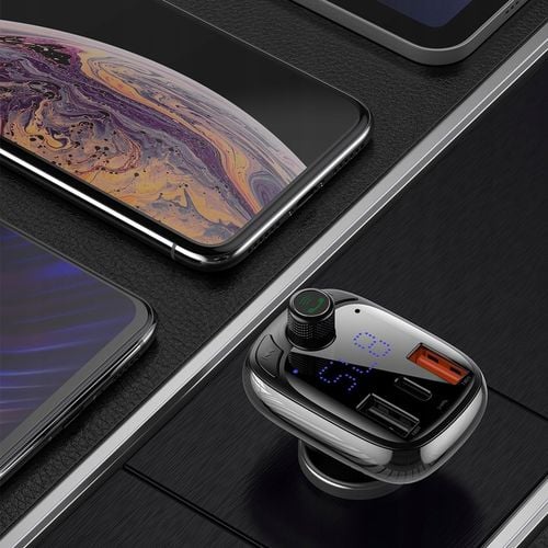 BASEUS ŁADOWARKA TRANSMITER FM BLUETOOTH 5.0 QC3 2x USB i USB-C TYP C na Arena.pl