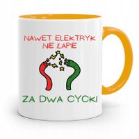 Kubek Żółty Śmieszny Zabawny Elektryk Nie Łapie Z Nadrukiem Ze Zdjęciem