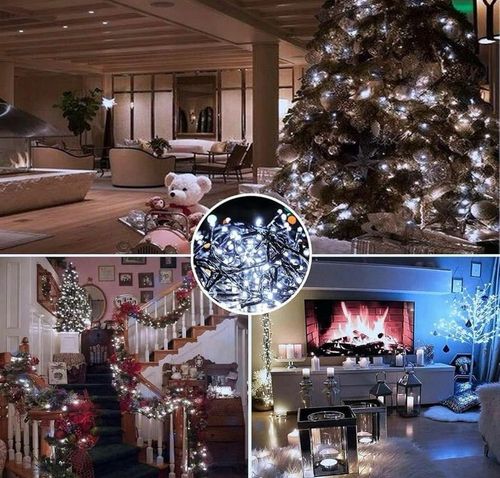 LAMPKI CHOINKOWE 200 LED FLASH ZEWNĘTRZNE WEWNĘTRZNE ŚWIĄTECZNE BIAŁY ZIMNY na Arena.pl