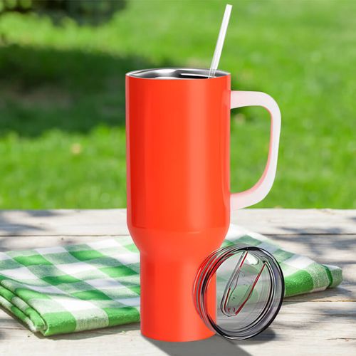 Kubek podróżny 1200 ml neonowy pomarańczowy z Twoim nadrukiem na Arena.pl