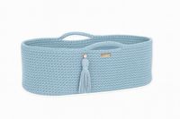 kosz mojżesza boho bawełniany handmade z materacykiem - misty blue