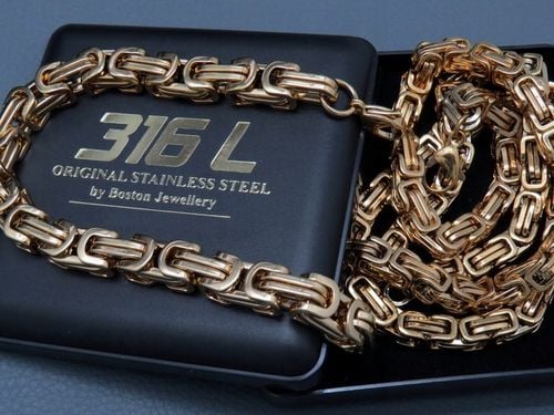 ZŁOTY ŁAŃCUSZEK Z BRANSOLETKĄ SPLOT KRÓLEWSKI 8MM STAL CHIRURGICZNA PREMIUM na Arena.pl