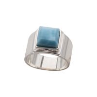 Pierścionek sygnet- Larimar kwadrat i srebro