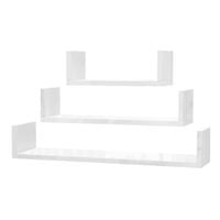 Półka Wisząca Ścienna Na Książki Biała Połyskowa Hugo Zestaw 3 Sztuk