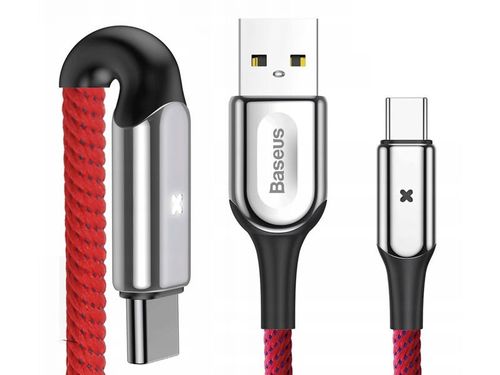 Baseus kabel X-shaped Light USB-C Typ C 3A Rapid Charge 1m red na Arena.pl