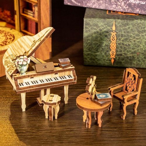 PUZZLE 3D PODPÓRKA DO KSIĄŻEK LED DIY MINIATUROWY DOMEK DREWNIANY BV02-003 na Arena.pl