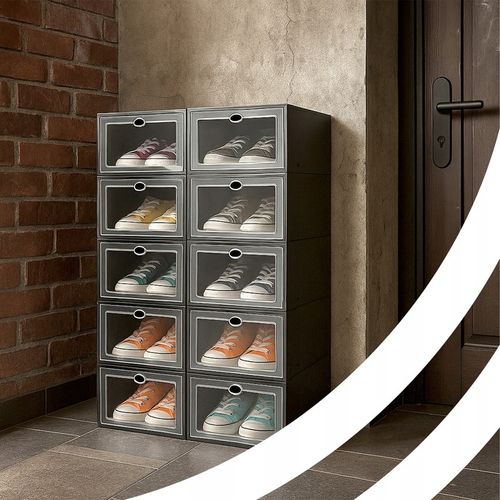 ZESTAW 10X ORGANIZER PUDEŁKA NA BUTY Z KLAPĄ SZAFKA REGAŁ DO SZAFY na Arena.pl