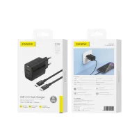 foneng ładowarka sieciowa eu66 pd 20w 1xusb-c + 1xusb qc3.0 + kabel