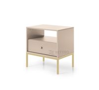 Szafka nocna Molly z szufladą i półką beżowa złoty stelaż