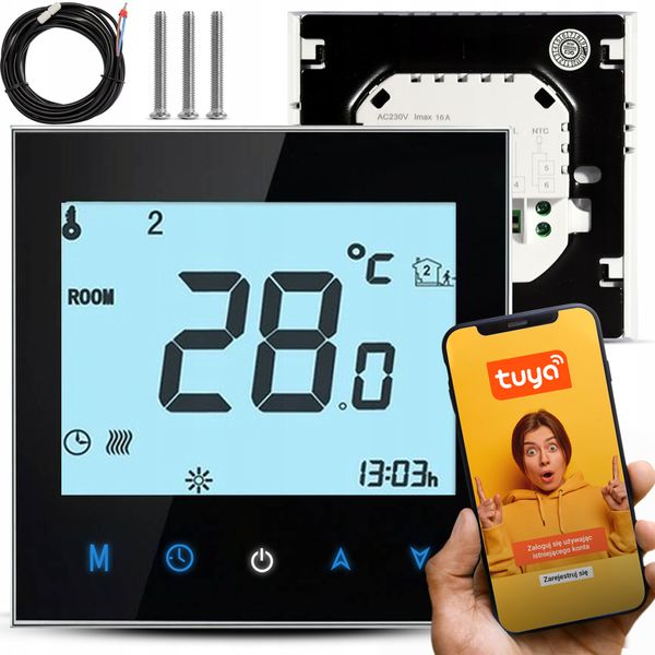 Termostat Cronos Ac605H-Wifi Czarny zdjęcie 1