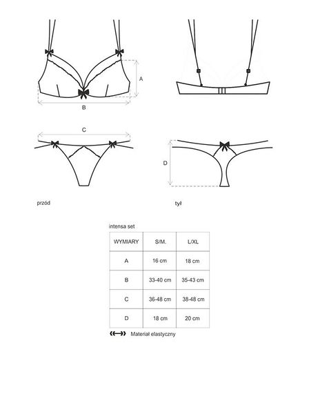 Zestaw Biustonosz i Stringi - Obsessive Intensa S/M zdjęcie 3