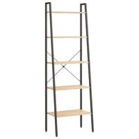 Regał drabina z 5 półkami, jasnobrązowo-czarny, 56x35x174 cm