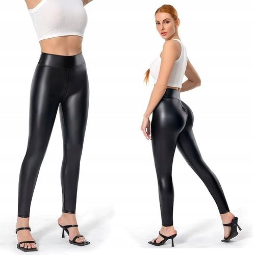 OBCISŁE LEGGINSY Z POŁYSKIEM SEXY GETRY ZAMEK W KROKU DO SEKSU na Arena.pl