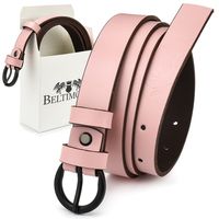 Beltimore Skórzany Damski Pasek Czarny 2,5 Cm Jasny Róż A62