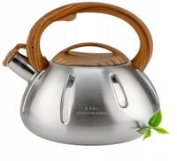 Czajnik tradycyjny NA GAZ INDUKCJĘ z gwizdkiem STALOWY DREWNOPODOBNE 3 L