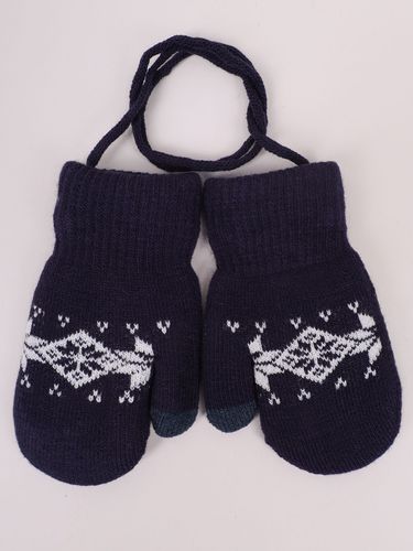 Rękawiczki chłopięce jeden palec ze sznurkiem wzór granatowe 10 cm YOCLUB na Arena.pl