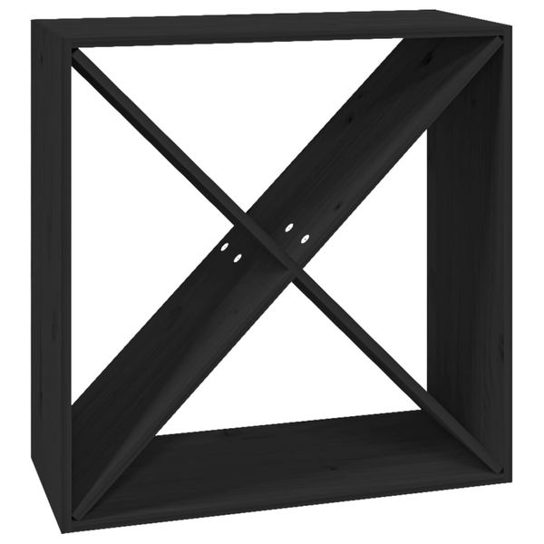 Szafka na wino, czarny, 62x25x62 cm, lite drewno sosnowe zdjęcie 1