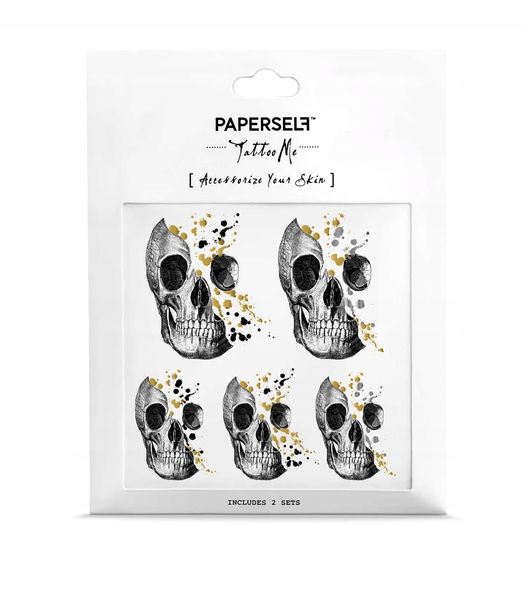 Paperself tatuaż wodny tymczasowy Skull Glitery zdjęcie 1