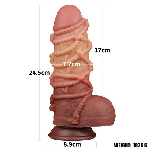 9.5'' Dual layered Platinum Silicone Cock with Rope (H) na Arena.pl